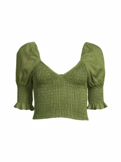 Women MISA Los Angeles Calla Shirred Crop Top
