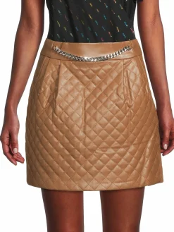 Women Amanda Uprichard Callum Quilted Faux Leather Mini Skirt