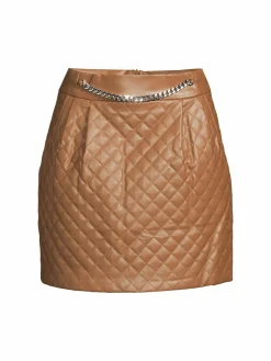 Women Amanda Uprichard Callum Quilted Faux Leather Mini Skirt