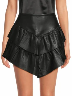 Women RD style Cameron Faux Leather Ruffle Skirt