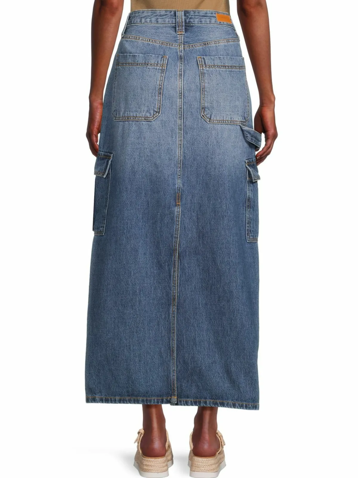 Women Etienne Marcel Carpenter Denim Cargo Maxi Skirt