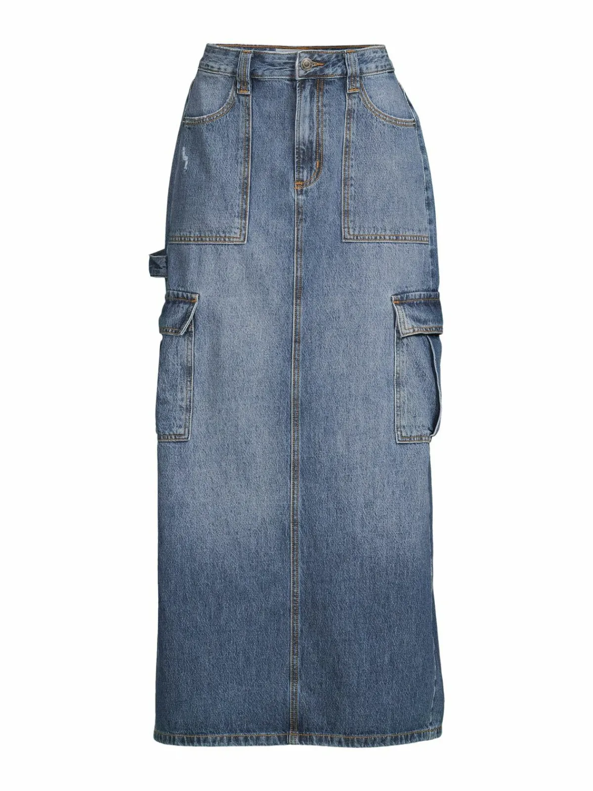 Women Etienne Marcel Carpenter Denim Cargo Maxi Skirt