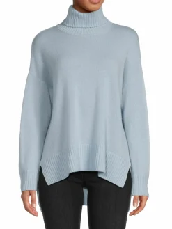 Women Saks Fifth Avenue Cashmere High Low Turtleneck Sweater