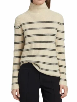 Women Vince Cashmere Striped Turtleneck Sweater