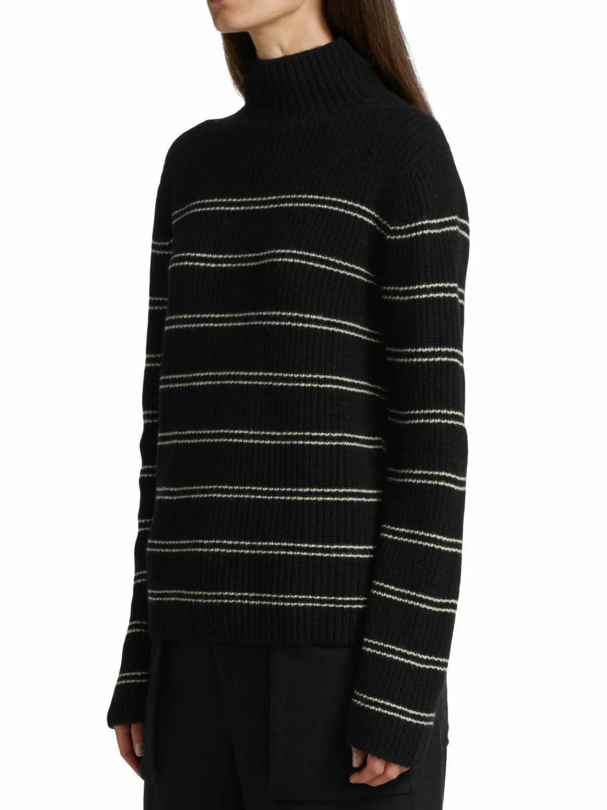 Women Vince Cashmere Striped Turtleneck Sweater