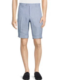Zanella Shorts|Chad Linen Textured Shorts Blue