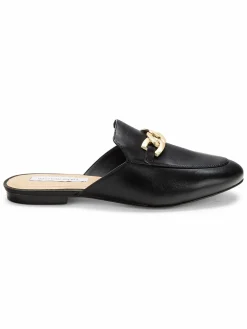 Saks Fifth Avenue Chain Trim Leather Mules