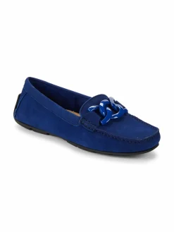 Saks Fifth Avenue Chain Trim Suede Driving Loafers