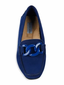 Saks Fifth Avenue Chain Trim Suede Driving Loafers