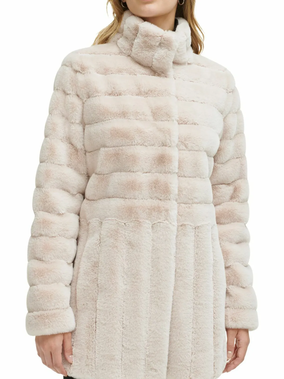 Women Kenneth Cole Channel Quilted Faux Fur Coat