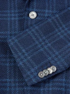 BOSS Blazers & Sportcoats|C-Hanry-224 Slim Fit Plaid Virgin Wool Blend Sportcoat Navy