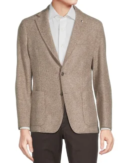 BOSS Blazers & Sportcoats|C-Hanry-J-224 Slim Fit Textured Virgin Wool Blend Sportcoat Beige