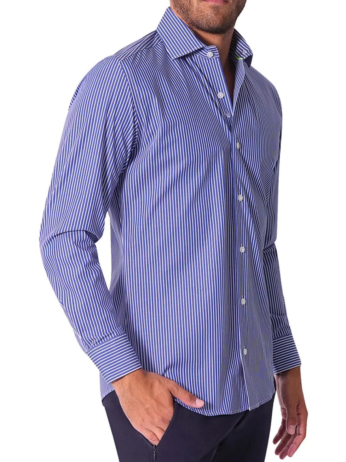 Bertigo Casual Button-Down Shirts|Charlie Striped Shirt Navy