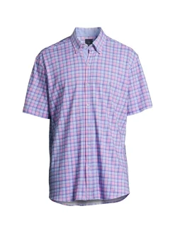 TailorByrd Casual Button-Down Shirts|Check Short Sleeve Shirt Peri Blue