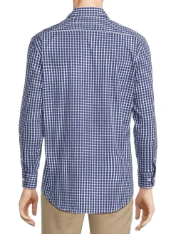 TailorByrd Casual Button-Down Shirts|Checked Button Down Collar Shirt Navy