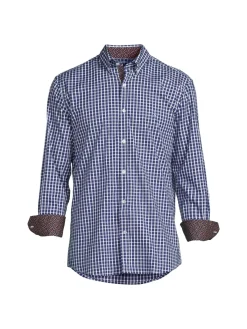 TailorByrd Casual Button-Down Shirts|Checked Button Down Collar Shirt Navy