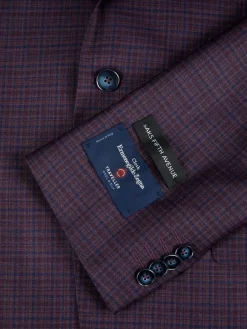 Saks Fifth Avenue Blazers & Sportcoats|Checked Wool & Silk Modern Fit Blazer Burgundy