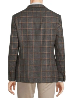 Tallia Blazers & Sportcoats|Checked Wool Blend Blazer Grey Tan