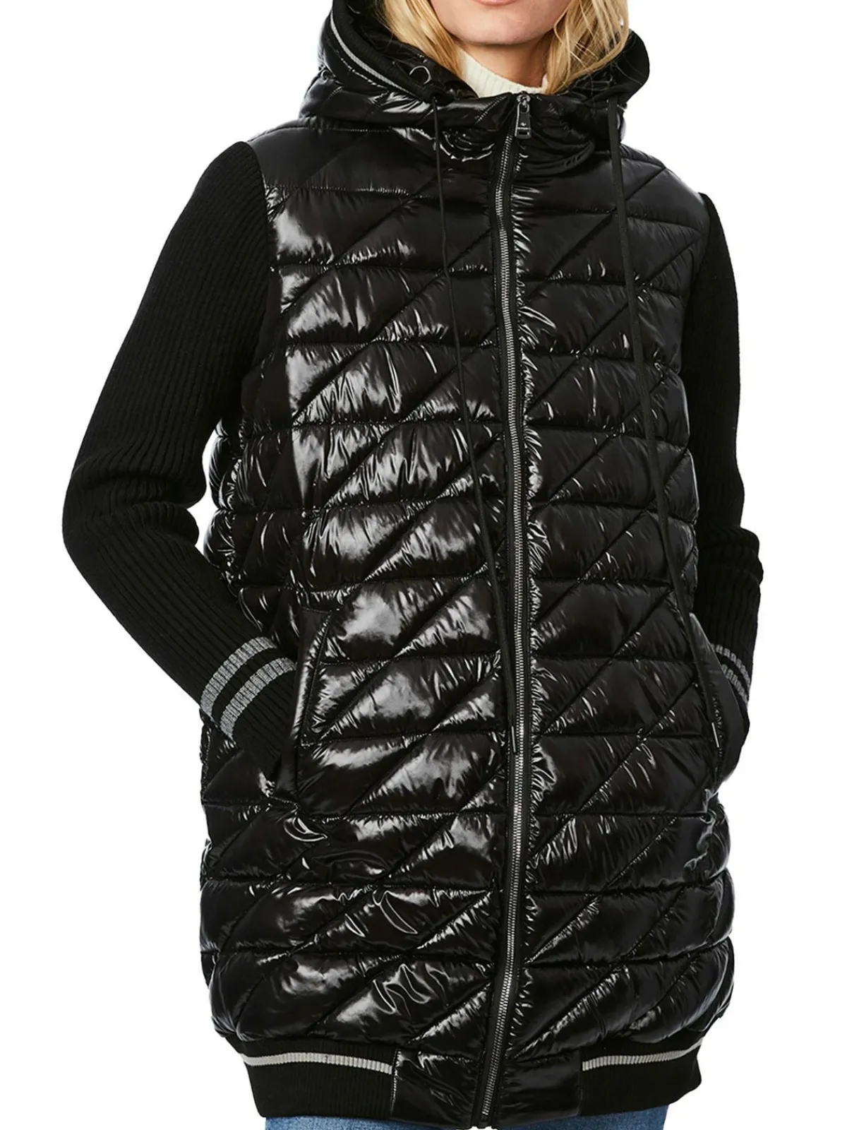 Women Bernardo Cire Diamond Quilt Hooded Puffer Jacket