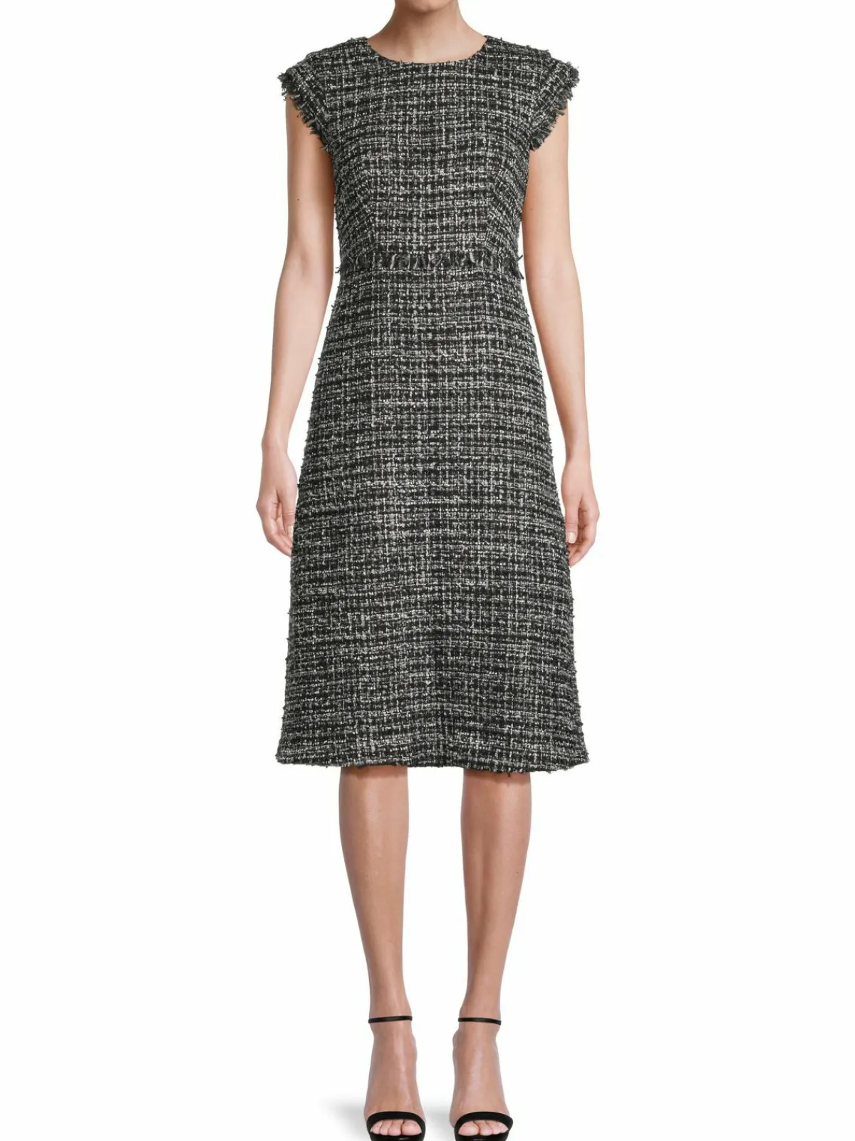 Women Donna Karan City Mist Tweed Midi Dress