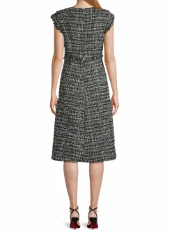Women Donna Karan City Mist Tweed Midi Dress