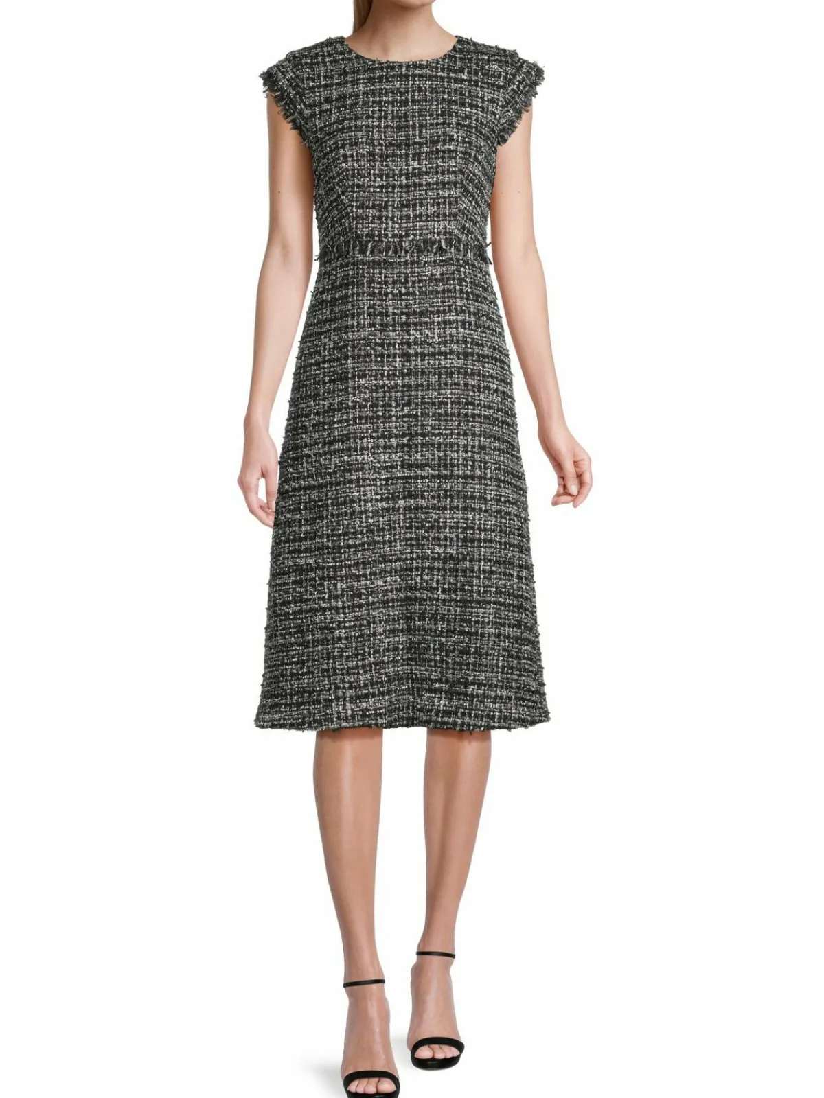 Women Donna Karan City Mist Tweed Midi Dress