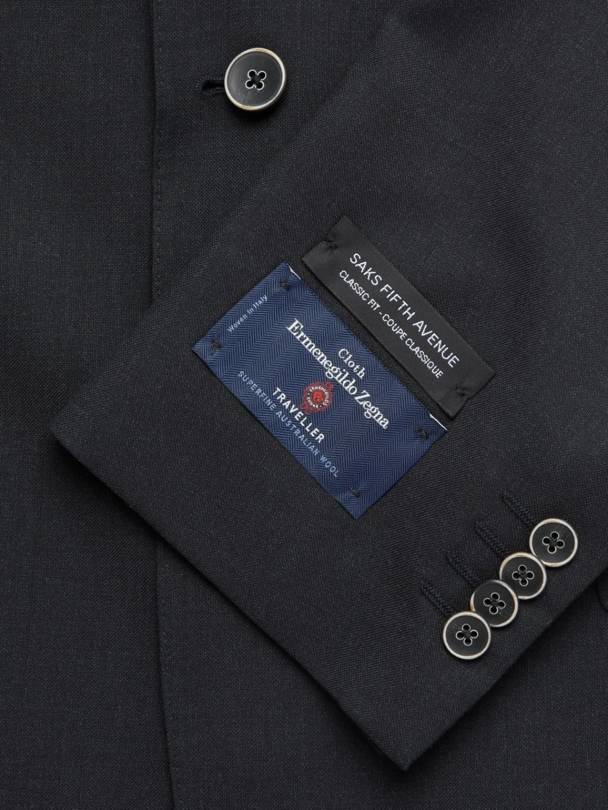Saks Fifth Avenue Blazers & Sportcoats|Classic Fit Notch Lapel Wool Blazer Black