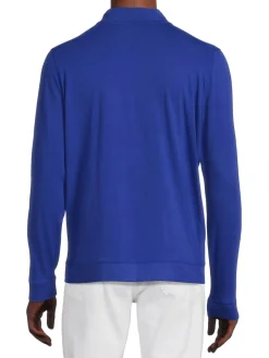 J.McLaughlin Sweaters|Clermont Pima Cotton Blend Zip Up Pullover Royal Blue