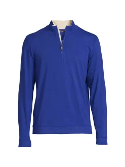 J.McLaughlin Sweaters|Clermont Pima Cotton Blend Zip Up Pullover Royal Blue