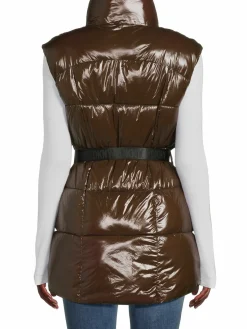 Women DKNY Coated Belted Puffer Vest