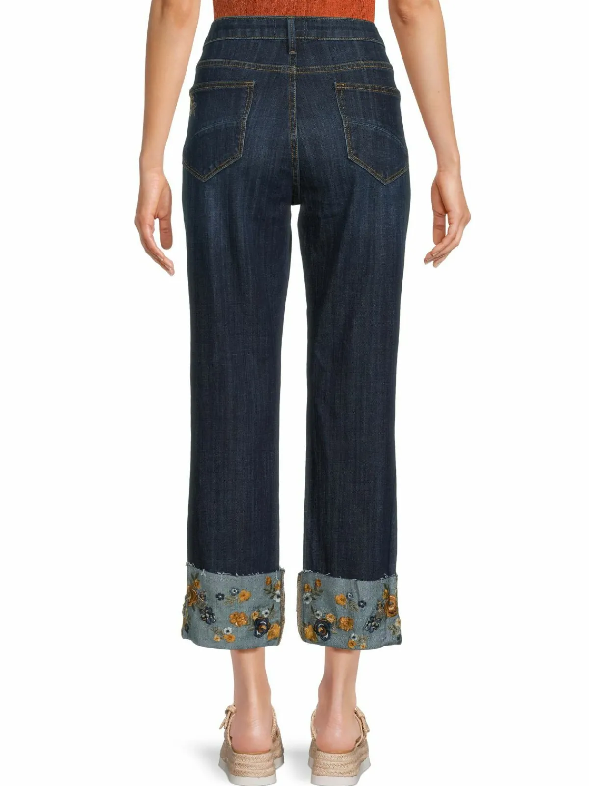 Women Driftwood Colette Floral Cuff Straight Jeans