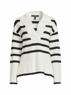 Women Ellen Tracy Collared Stripe Sweater