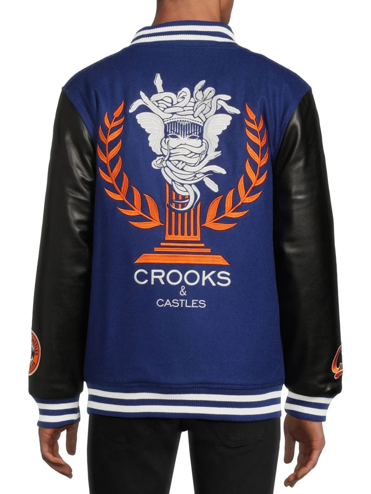 Crooks & Castles Coats & Jackets|Collegiate Logo Varsity Jacket Navy