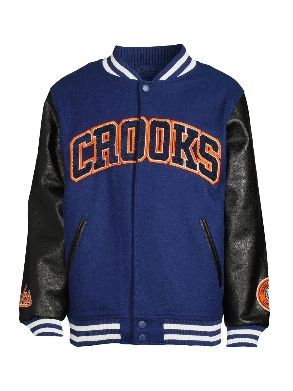 Crooks & Castles Coats & Jackets|Collegiate Logo Varsity Jacket Navy