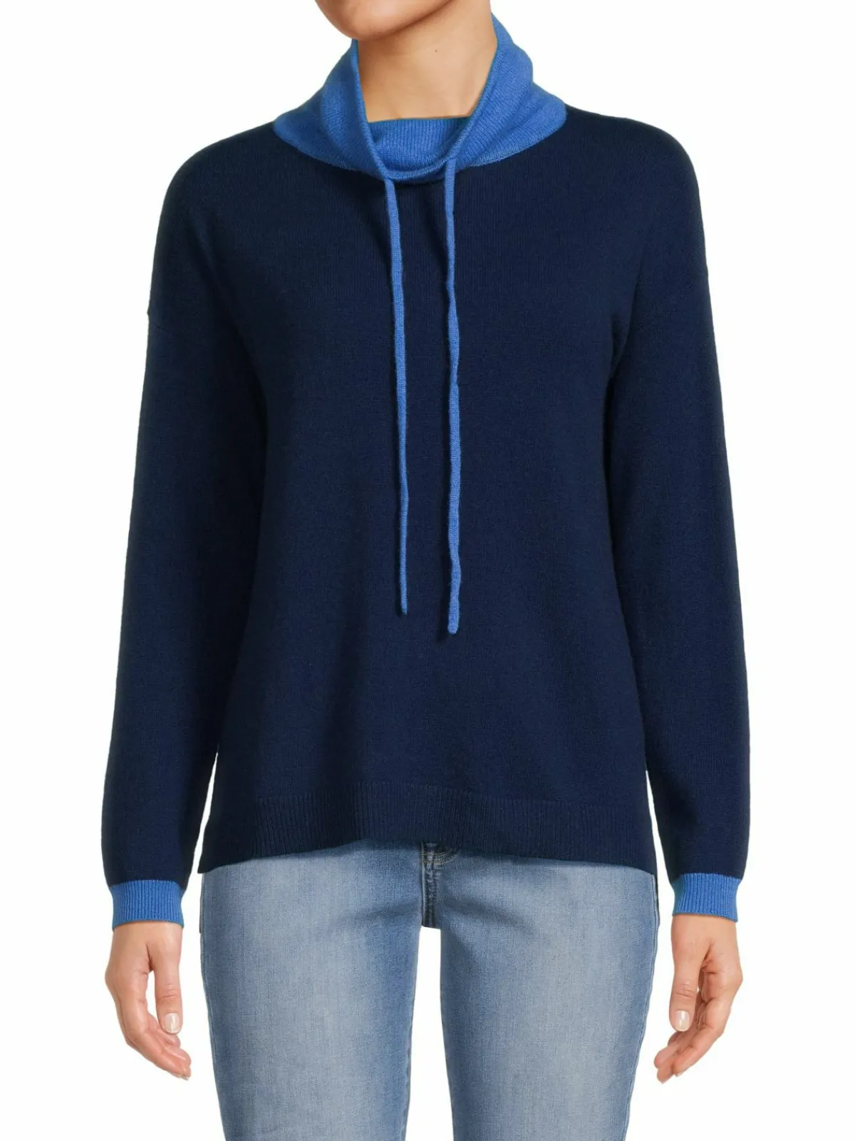 Women Amicale Colorblock Cashmere Hooded Sweater