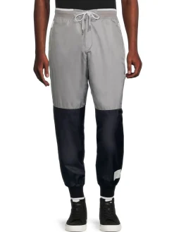 Thom Browne Pants|Colorblock Drawstring Joggers Grey Navy
