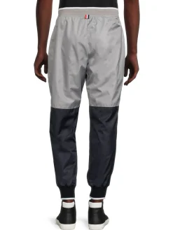 Thom Browne Pants|Colorblock Drawstring Joggers Grey Navy