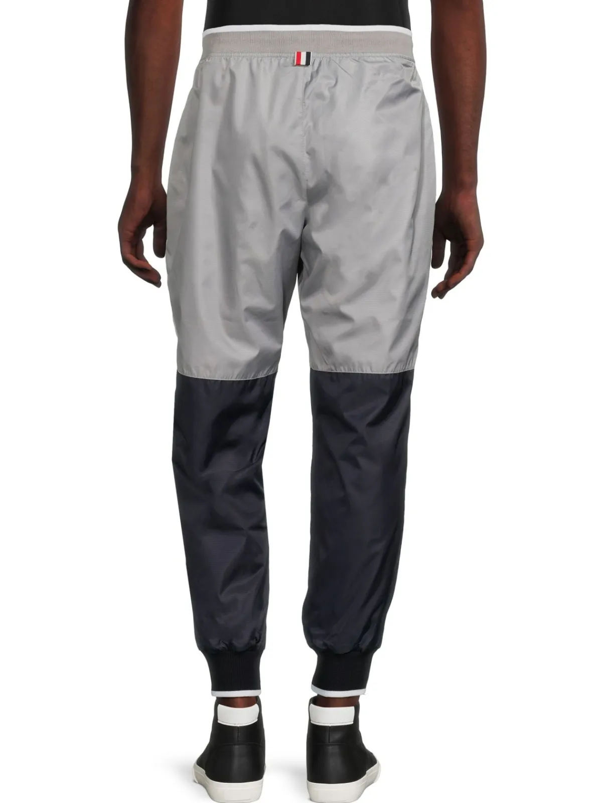 Thom Browne Pants|Colorblock Drawstring Joggers Grey Navy
