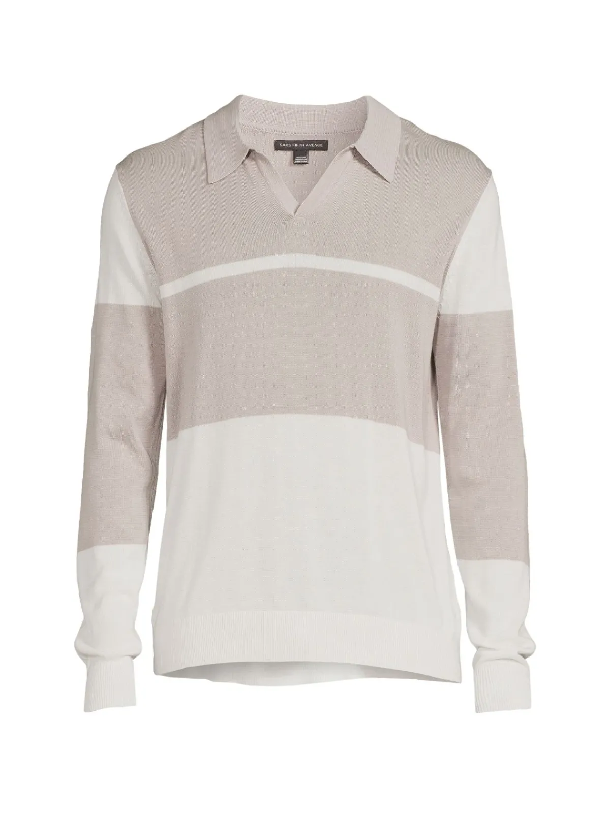 Saks Fifth Avenue Polos|Colorblock Johnny Collar Sweater Stone Grey
