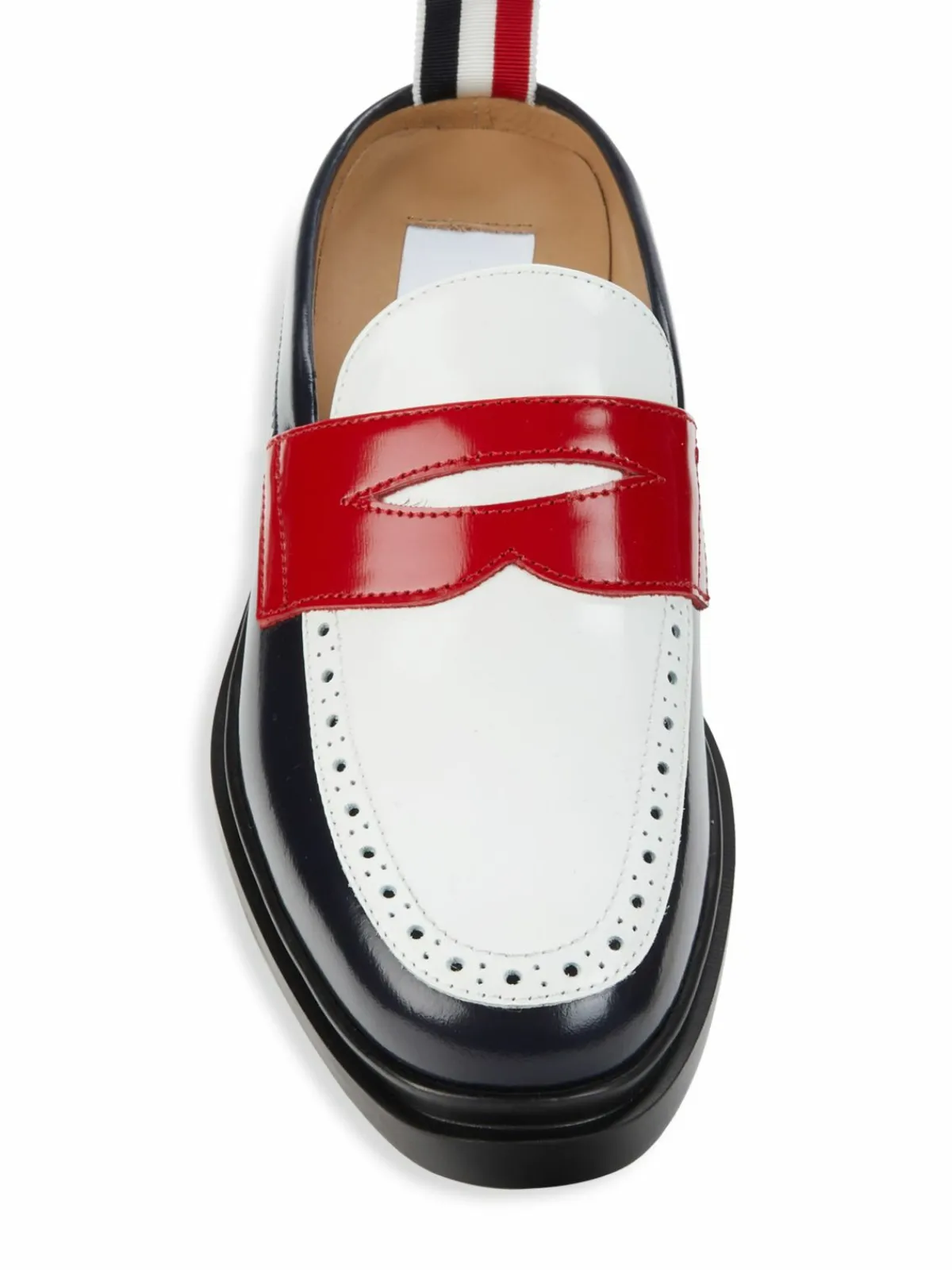 Thom Browne Colorblock Patent Leather Penny Mules