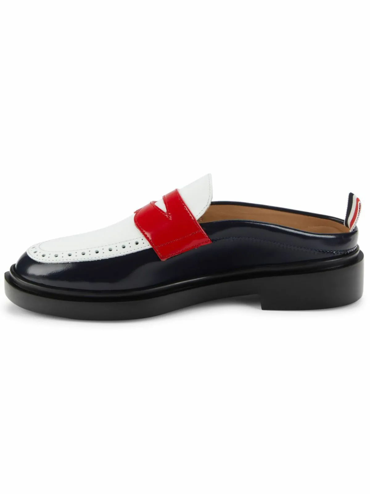 Thom Browne Colorblock Patent Leather Penny Mules