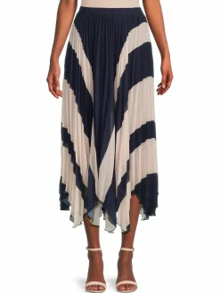 Women Wdny Colorblock Pleated Maxi Skirt