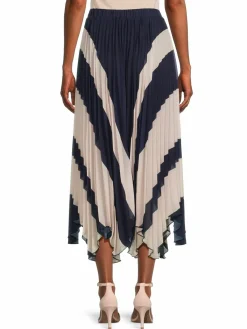 Women Wdny Colorblock Pleated Maxi Skirt