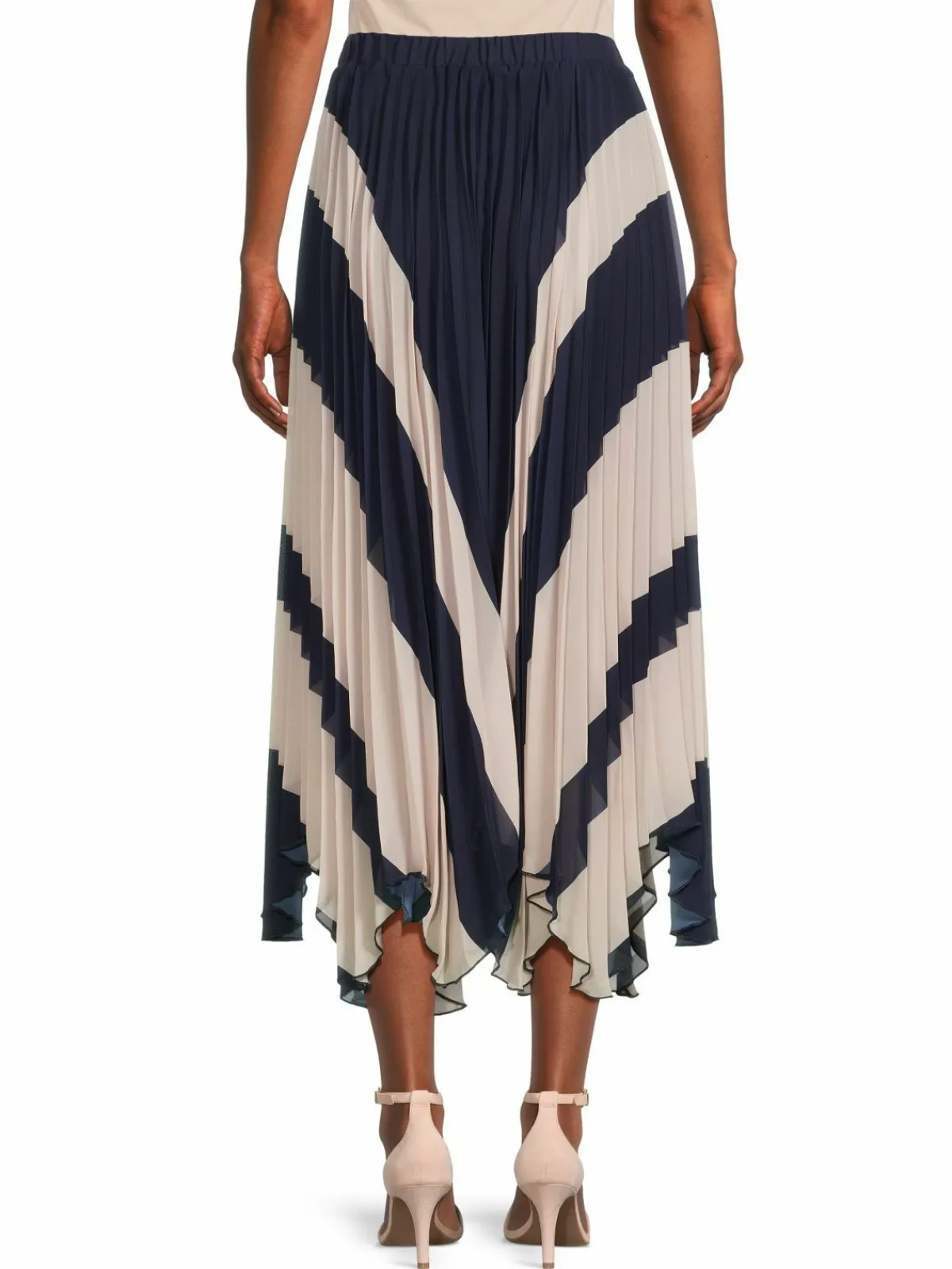 Women Wdny Colorblock Pleated Maxi Skirt
