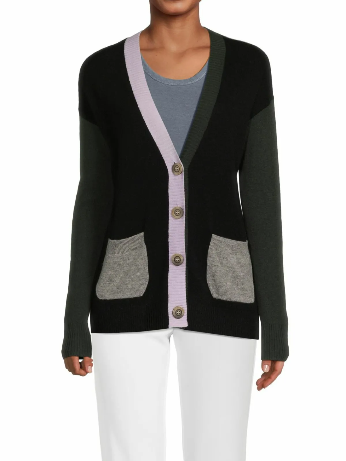 Women Lisa Todd Colorblock Wool & Cashmere Cardigan