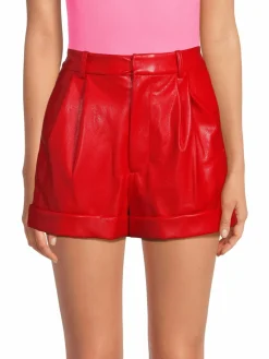 Women Alice + Olivia Conry Pleated Faux Leather Shorts