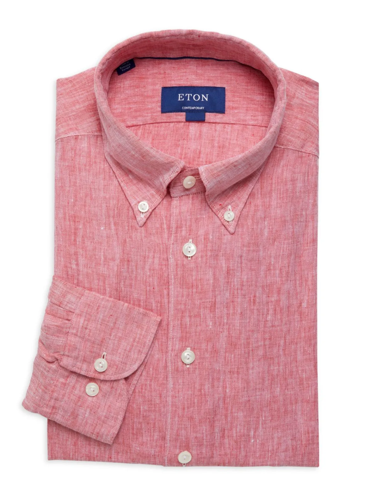 Eton Linen|Contemporary Fit Linen Oxford Shirt Red