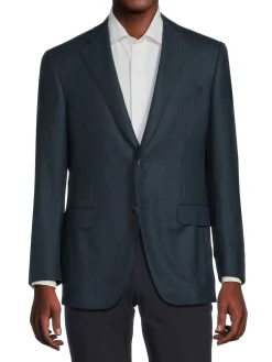 Samuelsohn Blazers & Sportcoats|Contemporary Fit Textured Wool Jacket Blue