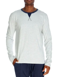 Unsimply Stitched Loungewear, Sleepwear & Robes|Contrast Crewneck Tee Heather White