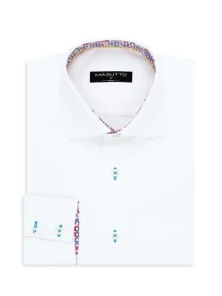 Masutto Dress Shirts|Contrast Cuff Dress Shirt White